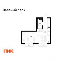 ЖК «Зеленый парк», планировка 1-комнатной квартиры, 30.50 м²