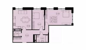 ЖК «7 небо», планировка 3-комнатной квартиры, 78.20 м²