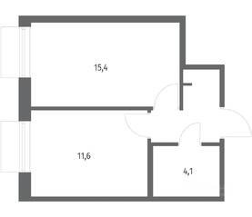 ЖК «Парусная 1», планировка 1-комнатной квартиры, 34.90 м²