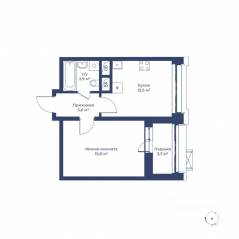 ЖК «Цветочный город», планировка 1-комнатной квартиры, 37.50 м²