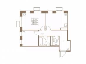 ЖК «Фабрикант», планировка 2-комнатной квартиры, 56.50 м²