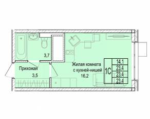 ЖК «Отрадный», планировка студии, 24.10 м²