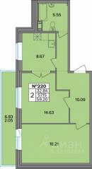ЖК «Смарт», планировка 2-комнатной квартиры, 59.20 м²