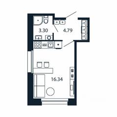 ЖК «Полис Новоселье», планировка студии, 24.43 м²