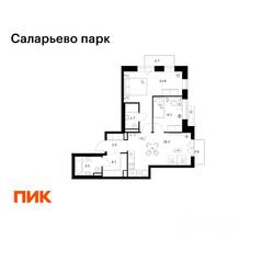 ЖК «Саларьево парк», планировка 2-комнатной квартиры, 57.60 м²