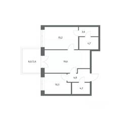 ЖК «NEWПИТЕР», планировка 2-комнатной квартиры, 64.72 м²