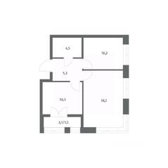 ЖК «NEWПИТЕР», планировка 2-комнатной квартиры, 50.08 м²