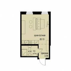 ЖК «ID Murino III», планировка студии, 28.10 м²