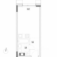 Апарт-комплекс «Wellbe», планировка студии, 22.10 м²
