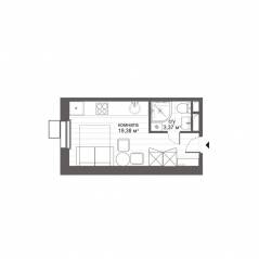 Апарт-комплекс «CitiMix Новокосино», планировка студии, 22.75 м²