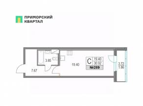 ЖК «Приморский квартал», планировка студии, 30.70 м²
