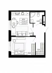 МЖК «Аннино Сити», планировка 1-комнатной квартиры, 41.51 м²