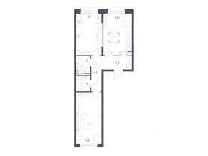 ЖК «Мытищи Парк», планировка 2-комнатной квартиры, 55.70 м²