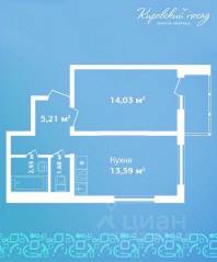 ЖК «Кировский Посад», планировка 1-комнатной квартиры, 37.40 м²