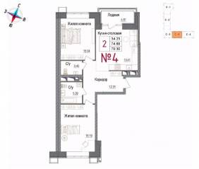 ЖК «Art (Наро-Фоминск)», планировка 2-комнатной квартиры, 79.30 м²