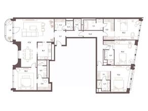 Апарт-комплекс «Саввинская, 27», планировка 5-комнатной квартиры, 200.40 м²