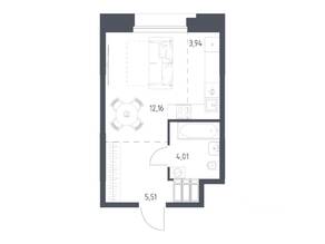 Апарт-комплекс «Тропарево парк», планировка студии, 25.62 м²