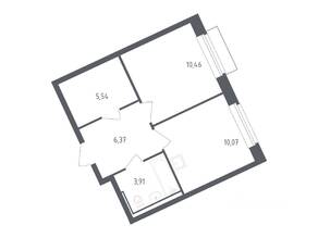 ЖК «Рублевский Квартал», планировка 1-комнатной квартиры, 35.80 м²