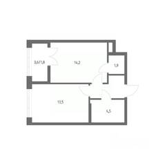 ЖК «NEWПИТЕР», планировка 1-комнатной квартиры, 39.90 м²