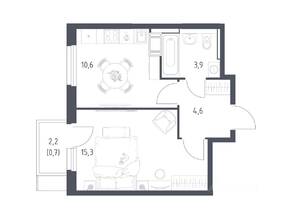ЖК «Мытищи Парк», планировка 1-комнатной квартиры, 34.20 м²