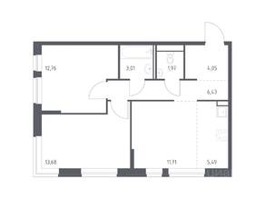 ЖК «Молжаниново», планировка 2-комнатной квартиры, 59.10 м²