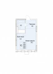 ЖК «Отрадный», планировка 1-комнатной квартиры, 28.50 м²