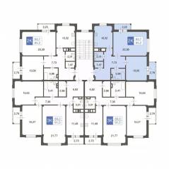 ЖК «Ново-Никольское», планировка 2-комнатной квартиры, 64.10 м²