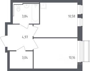 ЖК «Рублевский Квартал», планировка 1-комнатной квартиры, 32.10 м²