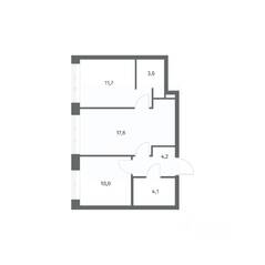 ЖК «NEWПИТЕР», планировка 2-комнатной квартиры, 51.22 м²
