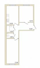 ЖК «Granholm Village», планировка 2-комнатной квартиры, 60.70 м²