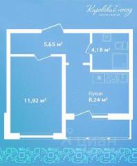 ЖК «Кировский Посад», планировка 1-комнатной квартиры, 30.00 м²