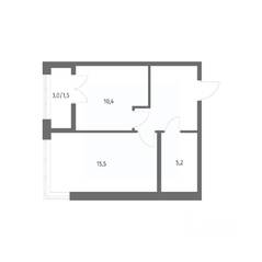 ЖК «NEWПИТЕР», планировка 1-комнатной квартиры, 40.90 м²