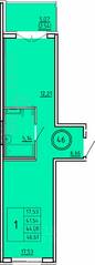 МЖК «Образцовый квартал 16», планировка 1-комнатной квартиры, 41.54 м²