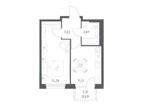 ЖК «Новое Внуково», планировка 1-комнатной квартиры, 34.92 м²