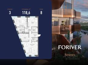ЖК «Квартал Foriver», планировка 3-комнатной квартиры, 118.60 м²
