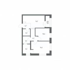 ЖК «NEWПИТЕР», планировка 2-комнатной квартиры, 58.50 м²