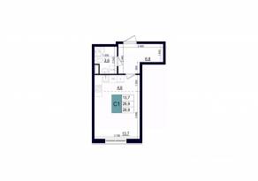 ЖК «Одинцово сити», планировка студии, 28.90 м²