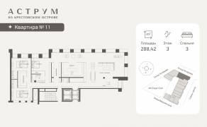 МФК «ASTRVM», планировка 3-комнатной квартиры, 288.42 м²