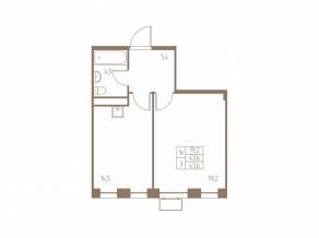 ЖК «Фабрикант», планировка 1-комнатной квартиры, 43.60 м²