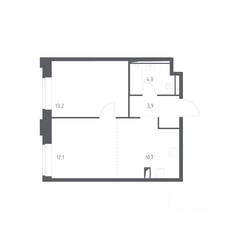 Апарт-комплекс «Верейская 41», планировка 1-комнатной квартиры, 43.90 м²