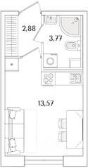 ЖК «Кинопарк», планировка студии, 20.22 м²