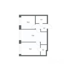 ЖК «NEWПИТЕР», планировка 2-комнатной квартиры, 53.17 м²