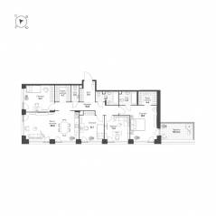 ЖК «Жилой квартал Shagal», планировка 4-комнатной квартиры, 124.40 м²