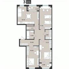 МЖК «Новокасимово», планировка 3-комнатной квартиры, 101.23 м²