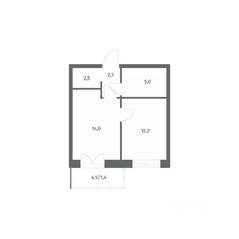 ЖК «NEWПИТЕР», планировка 1-комнатной квартиры, 37.47 м²