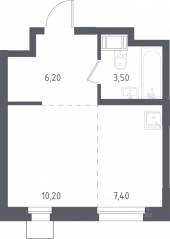 МФК «Люберцы 2023», планировка студии, 27.50 м²