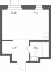 МФК «Люберцы 2023», планировка студии, 27.40 м²