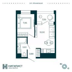 МФК «Нигилист (Concept)», планировка 1-комнатной квартиры, 28.11 м²