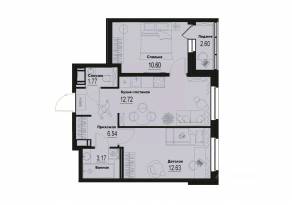 ЖК «ID Murino III», планировка 2-комнатной квартиры, 48.73 м²