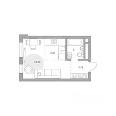 МЖК «Живописный», планировка студии, 28.90 м²